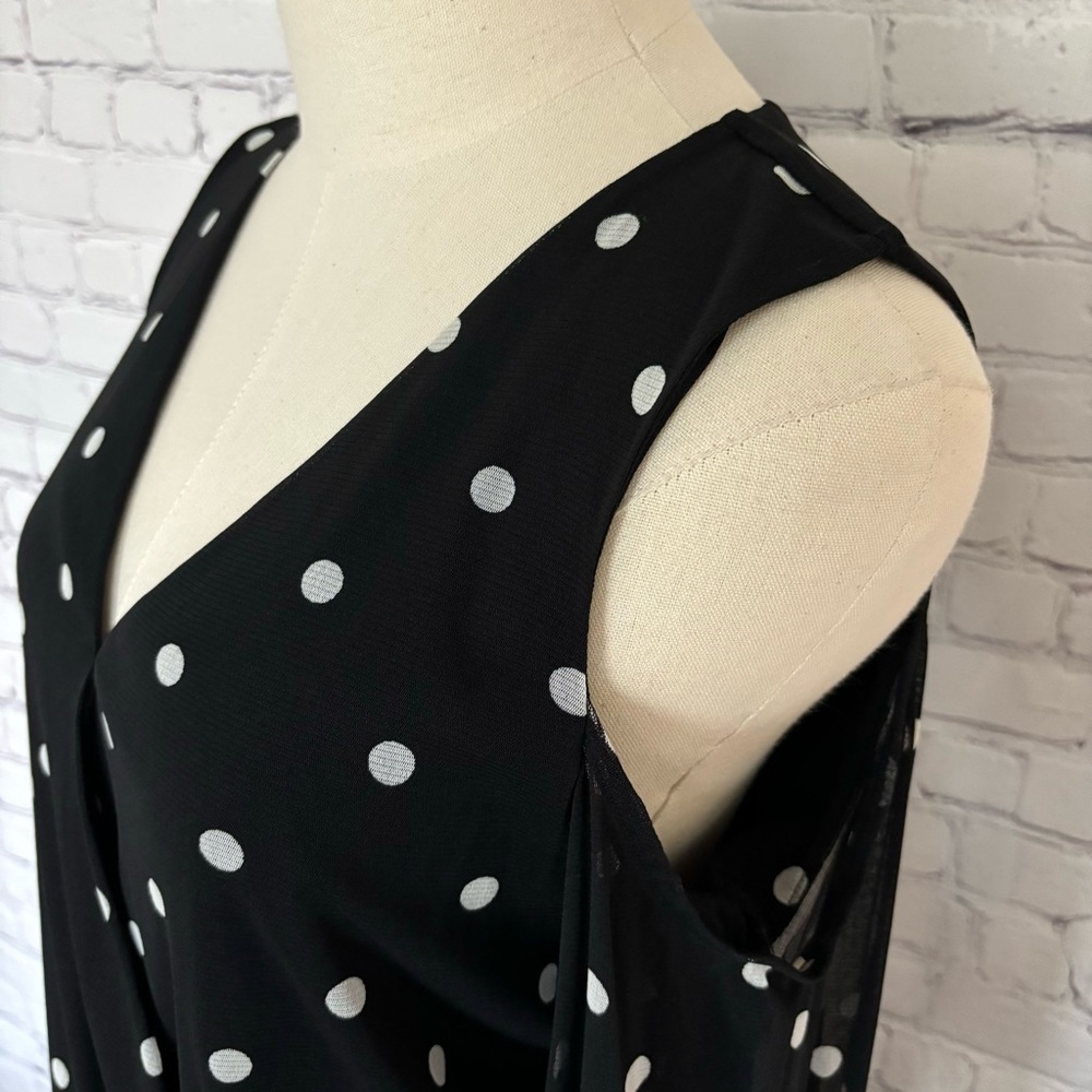 INC Long Sleeve Cold Shoulder Polka Dot Surplice Top--EUC--M - Picture 3 of 14